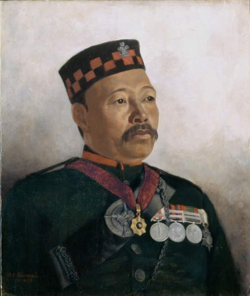 Detail of Subadar Major Judbhir Thapa, 2nd Gurkha Regiment, 1893 by Gertrude Ellen Burrard