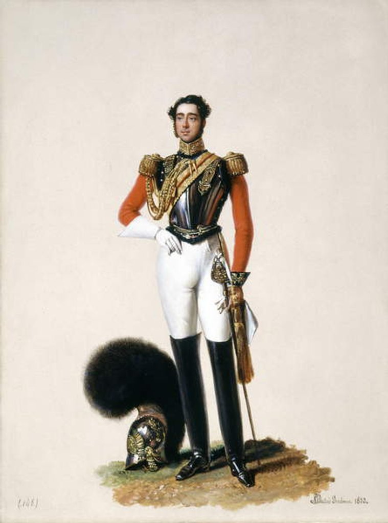 Detail of Lieutenant Thomas Myddleton Biddulph 1st Life Guards, 1833 by Alexandre-Jean Dubois Drahonet