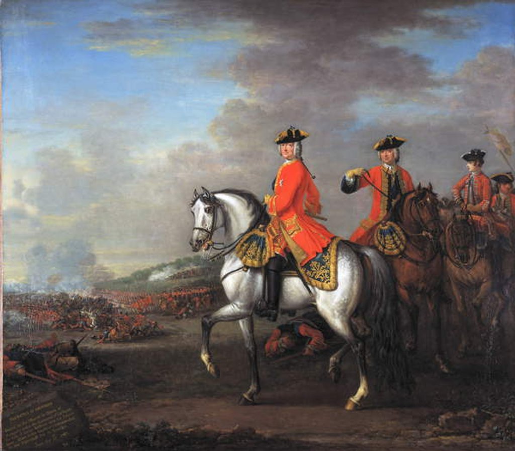 Detail of King George II at the Battle of Dettingen, with the Duke of Cumberland and Robert, 4th Earl of Holderness, 27th June 1743, c.1743 by John Wootton