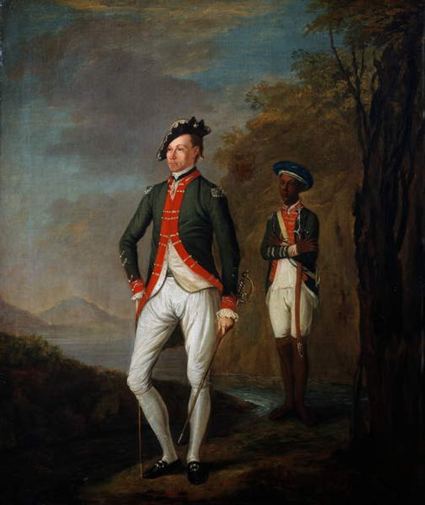 Detail of A British Officer of a Madras Sepoy Battalion Attended by a Sepoy Servant, c.1769 by Carl C.A. von Imhoff