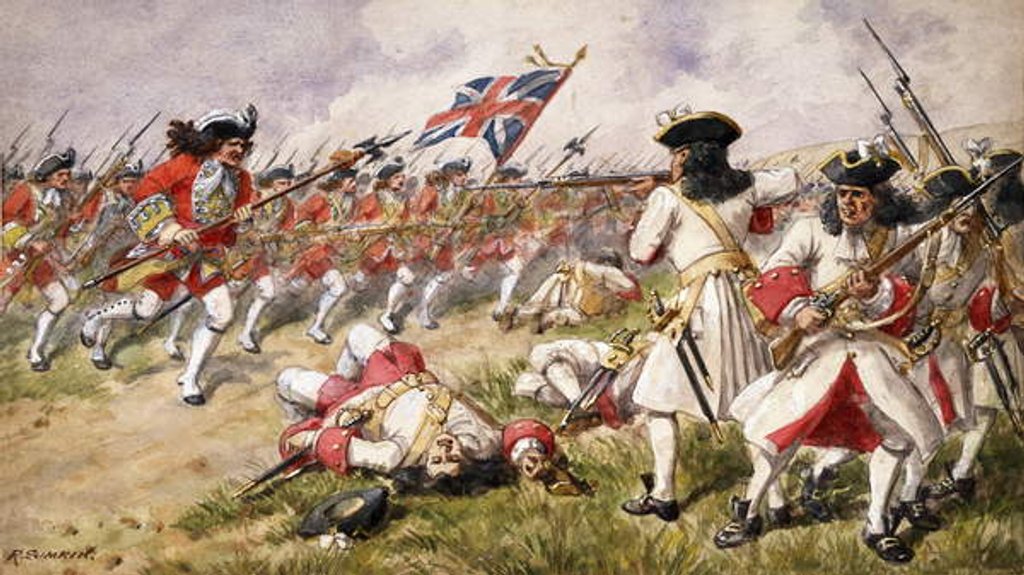 Detail of The Battle of Ramillies, The 16th Foot charging the French Infantry, 1900 by Richard Simkin