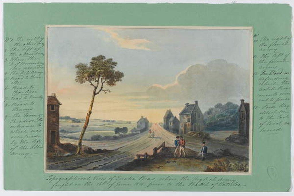 Detail of Topographical view of Quatre Bras, where the English Army fought on the 16th June 1815 prior to the Battle of Waterloo, c.1815 by English School