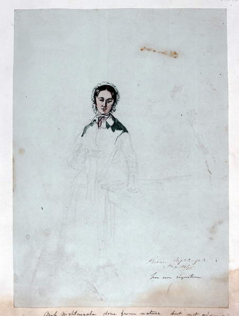 Detail of An unfinished portrait of Florence Nightingale 1856 by George Cadogan