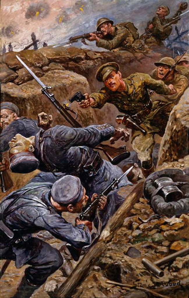 Detail of Captain Reginald James Young winning the Military Cross at the Battle of the Somme, 1916 by Stanley L. Wood