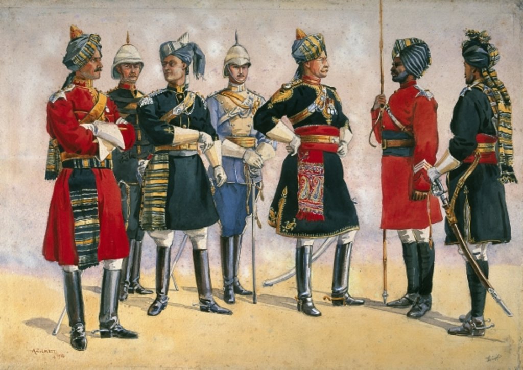 Detail of British Officers, Indian Army by Alfred Crowdy Lovett