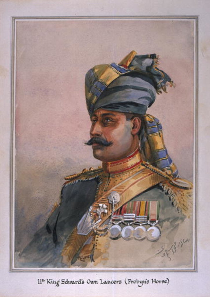 Detail of Head and Shoulders portrait of Risaldar, Durrani by Alfred Crowdy Lovett