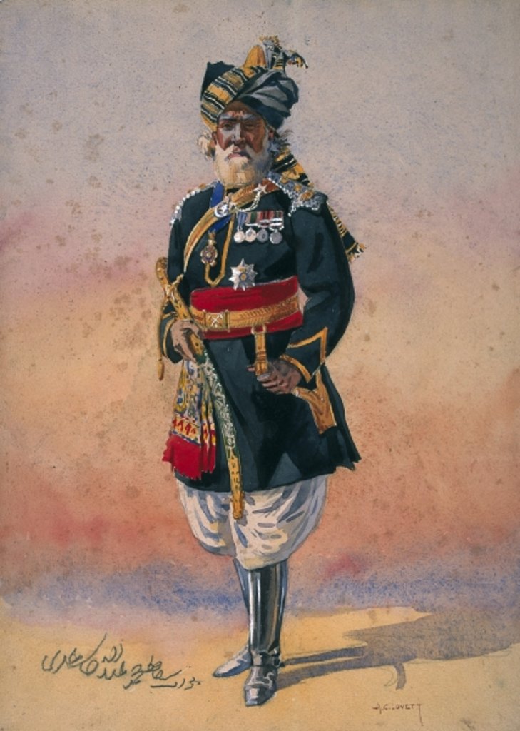 Detail of Honorary Native Commandment Nawab Sir Hafiz Muhammad Abdullah Khan, KCIE by Alfred Crowdy Lovett