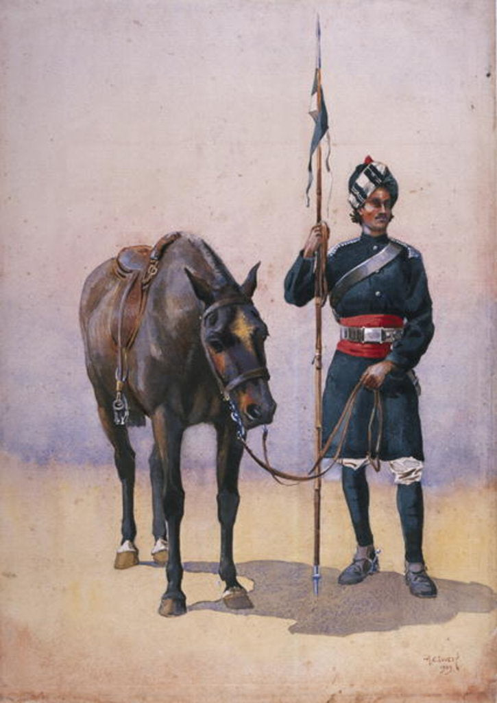 Detail of Soldier of the 19th Lancers Punjabi Musalman by Alfred Crowdy Lovett
