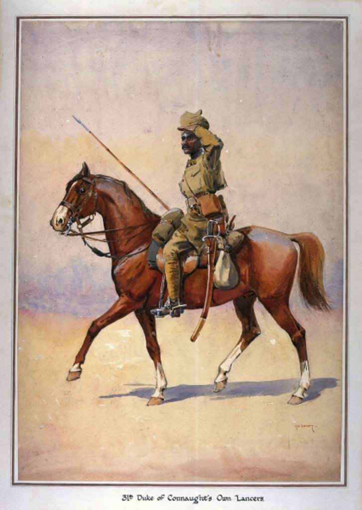 Detail of Soldier of the 31st Duke of Connaught's Own Lancer, Daffadar, Dekhani Mahratta by Alfred Crowdy Lovett