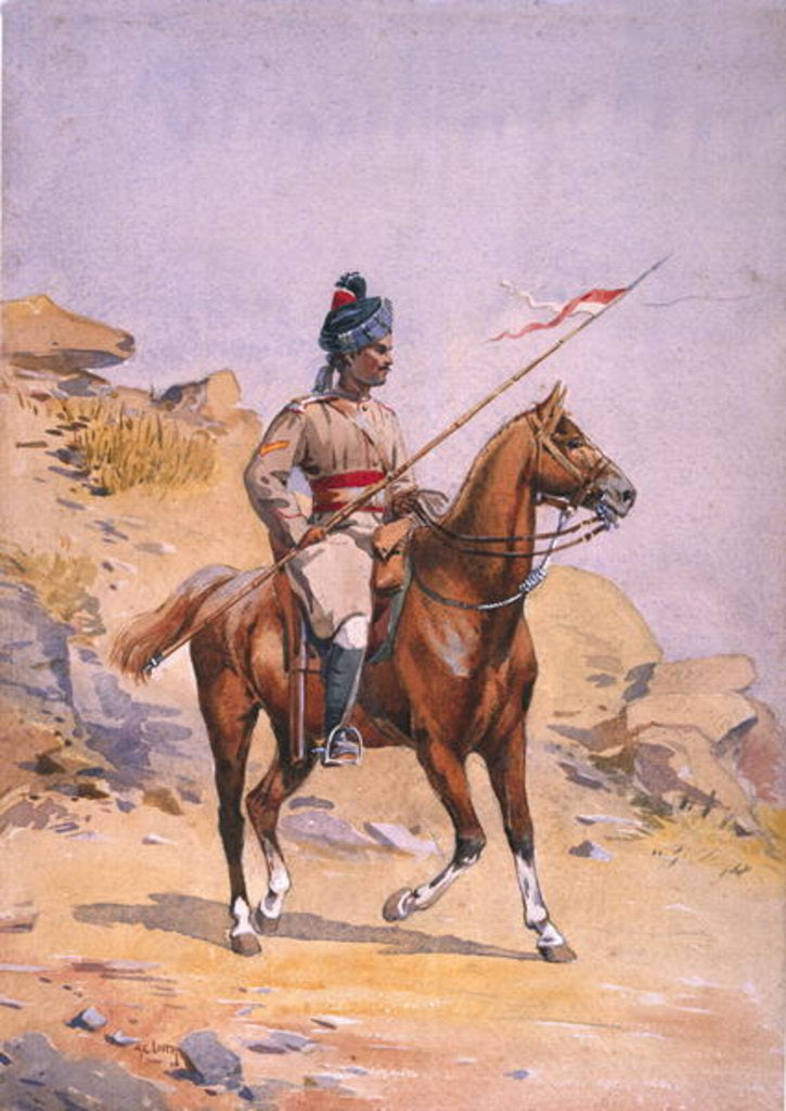 Detail of Soldier of the 38th Prince of Wales's Own Central India Gorse, Lance Dafadar Gakbar by Alfred Crowdy Lovett