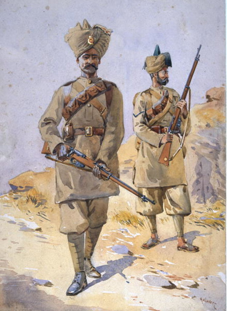 Detail of Soldiers of the 30th Punjabis, Awan and the 20th Duke of Cambridge's Own Infantry by Alfred Crowdy Lovett
