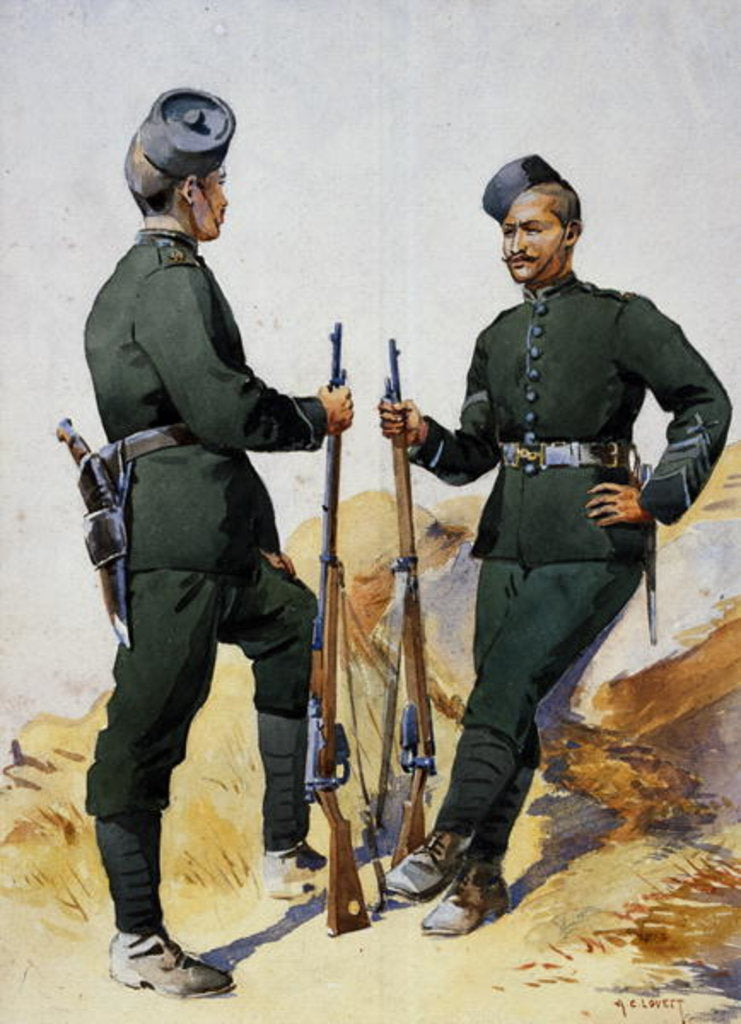 Detail of Soldiers of the 39th Garwhal Rifles, Garwhalis by Alfred Crowdy Lovett