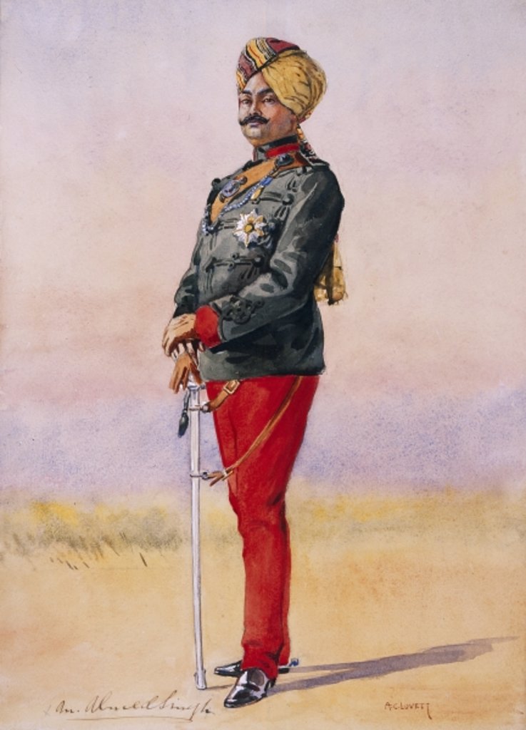 Detail of Honorary Major H.H. Sir Umed Singh Bahadur, Maharao of Kota by Alfred Crowdy Lovett