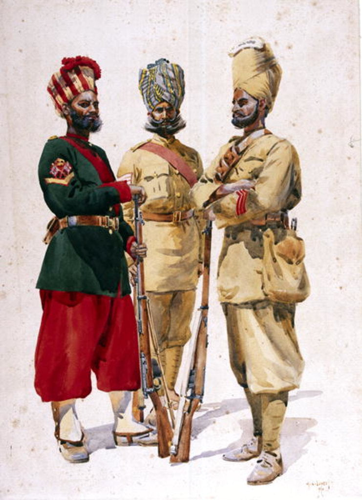 Detail of Soldiers of the 43rd Erinpura Regiment, the 44th Merwara Infantry and the 108th Infantry by Alfred Crowdy Lovett