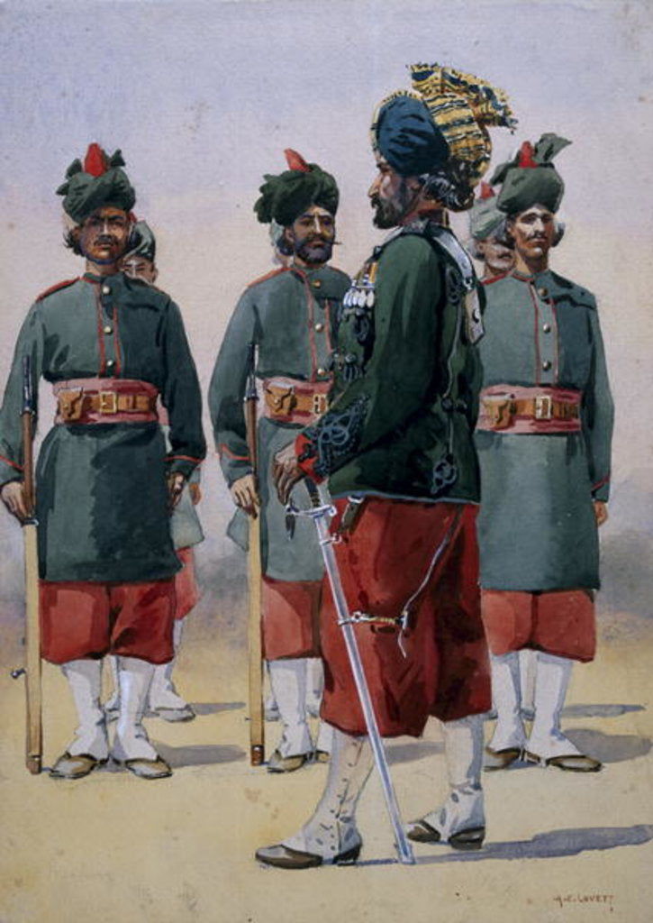 Detail of Soldiers of the 127th Queen Mary's Own Baluch Light Infantry by Alfred Crowdy Lovett