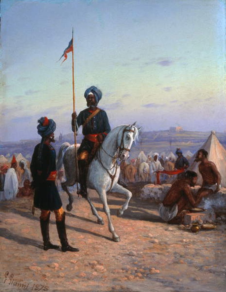 Detail of 10th [Bengal] Lancers, Malta, 1878 by Girolamo Gianni