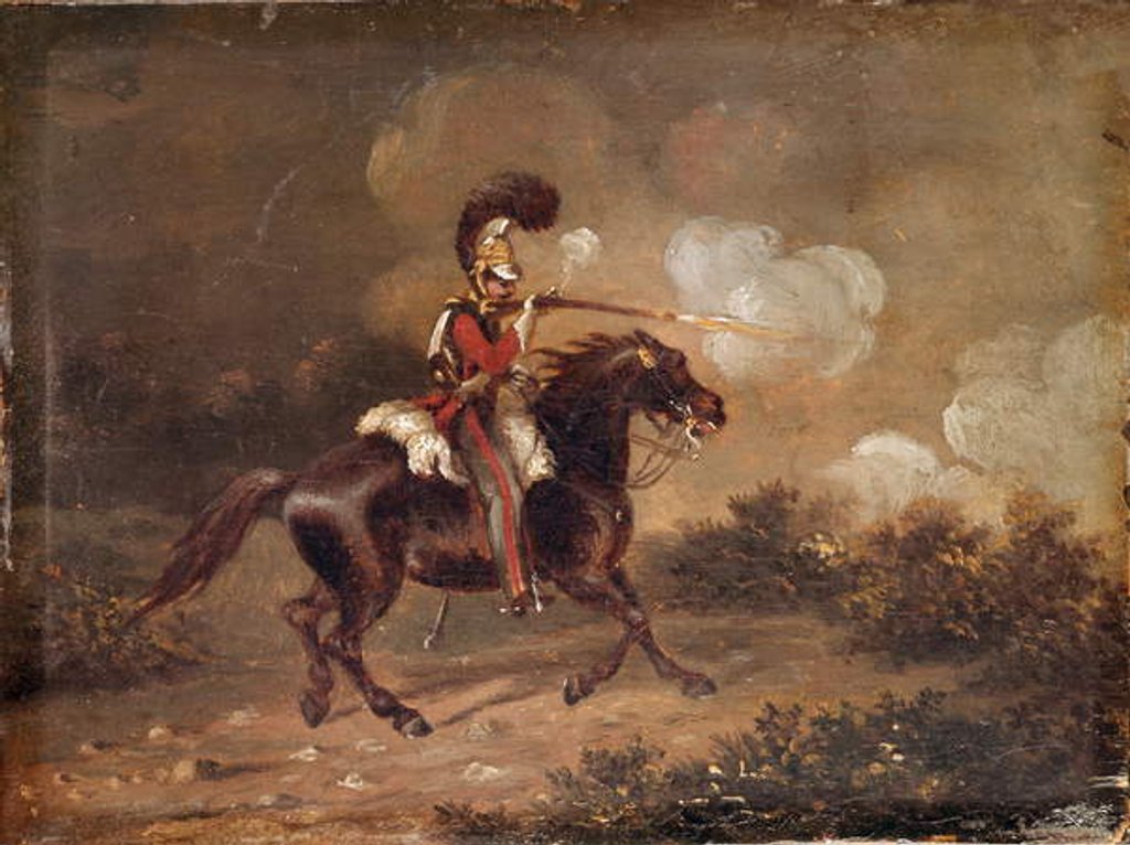Detail of Trooper of 1st Life Guards firing a carbine, 1830 circa by Unknown Artist