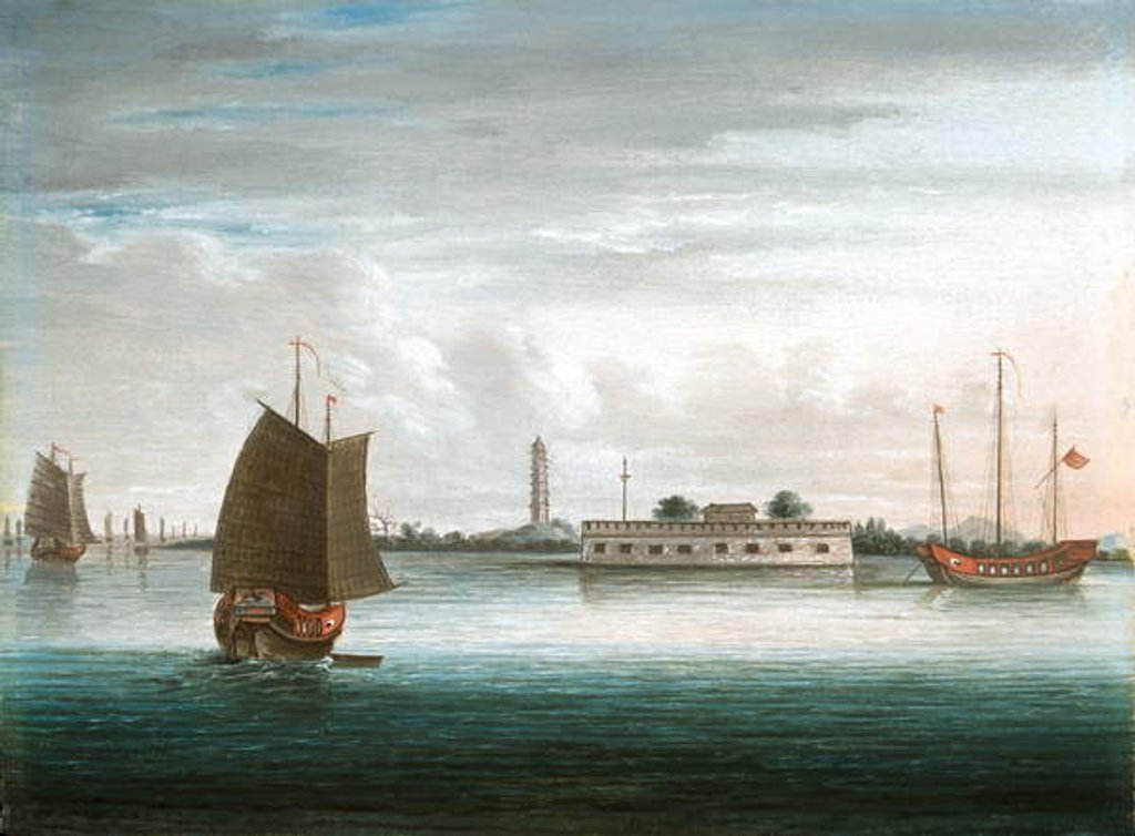 Detail of A Fort on the Canton River, 1st China War, 1840 circa by Unknown Artist