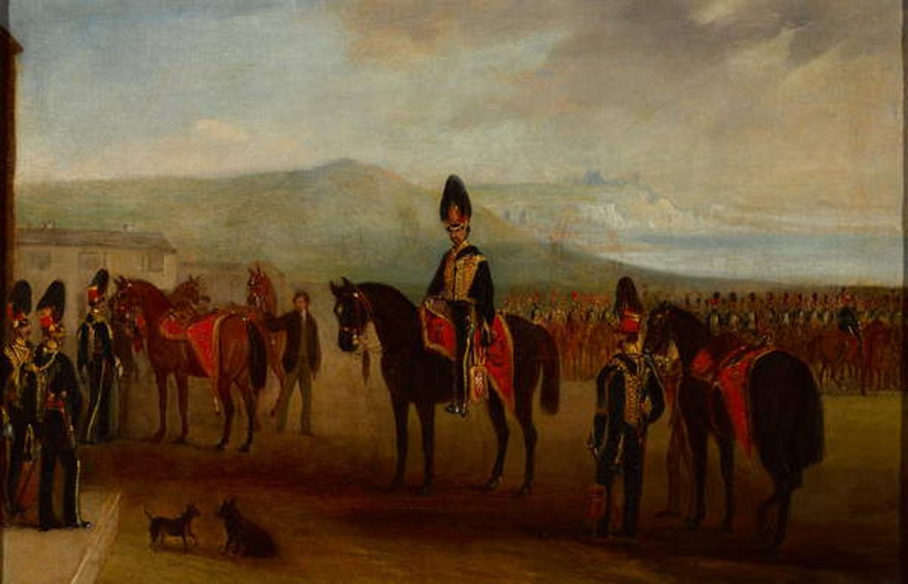 Detail of 15th The Kings Hussars drawn up in review order, 1837 circa by Henry Martens