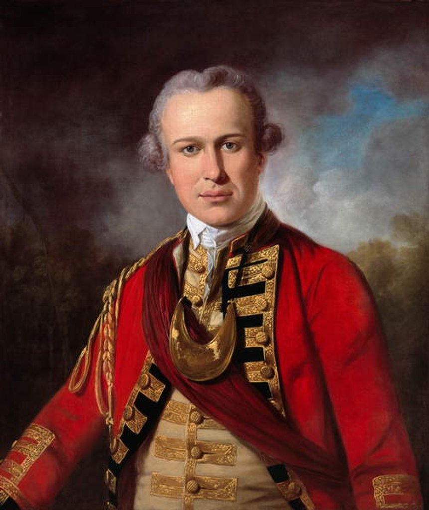 Detail of Unidentified Officer of a Royal Regiment of Foot, c.1760 by Tilly Kettle