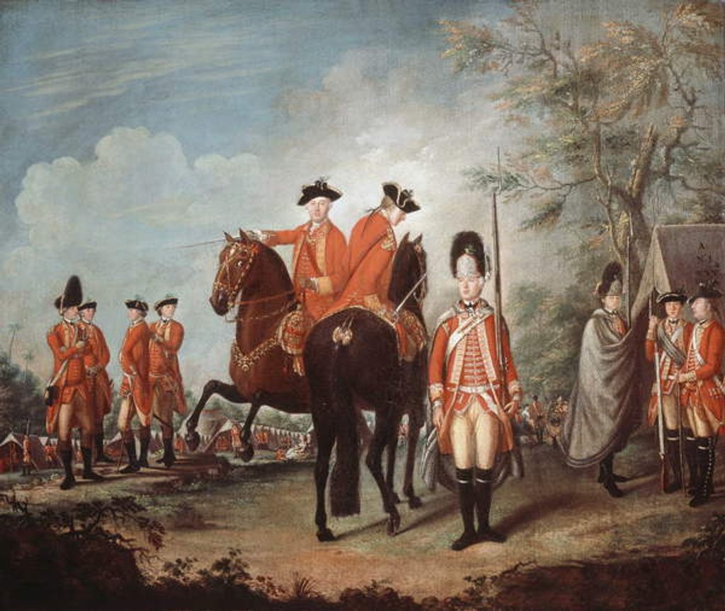 Detail of Two Horses of the Regiment, 25th Regiment of Foot, Menorca, c.1769 by Giuseppe Chiesa