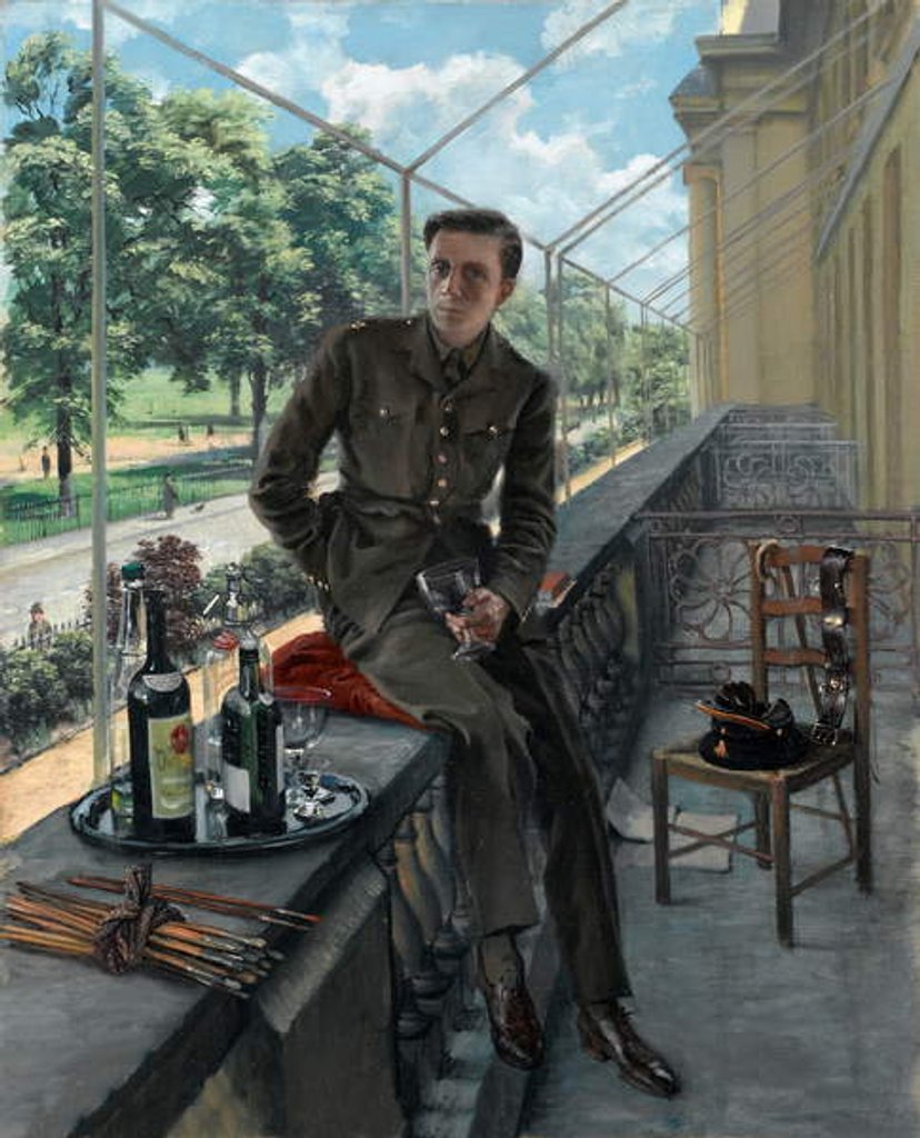 Detail of Rex Whistlers self-portrait in Welsh Guards uniform, May 1940 by Rex Whistler