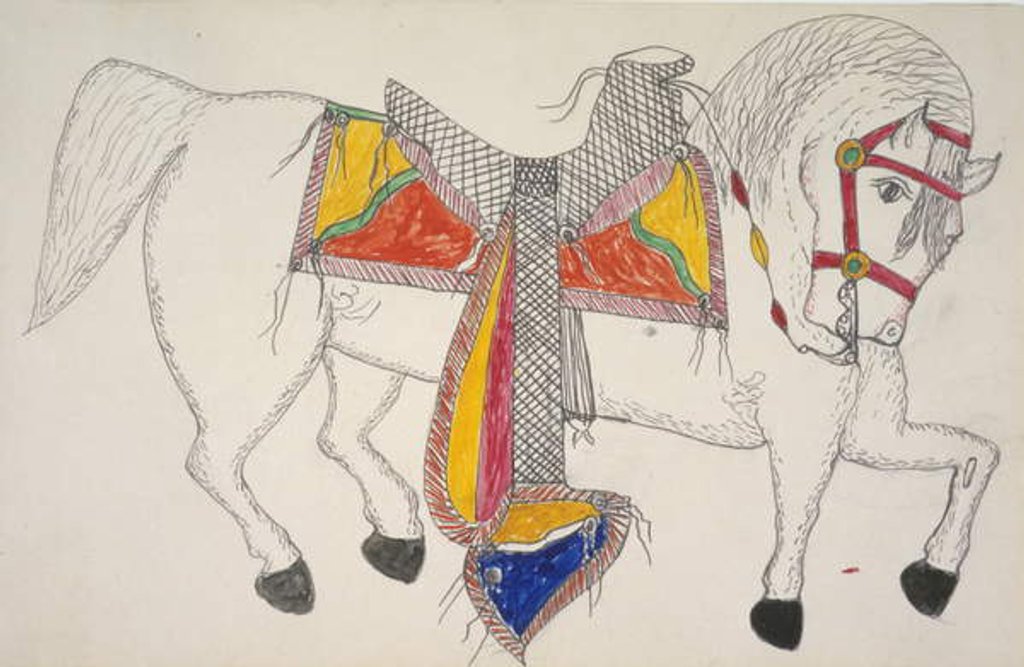 Detail of White horse with accoutrements by Frederick Gokliz