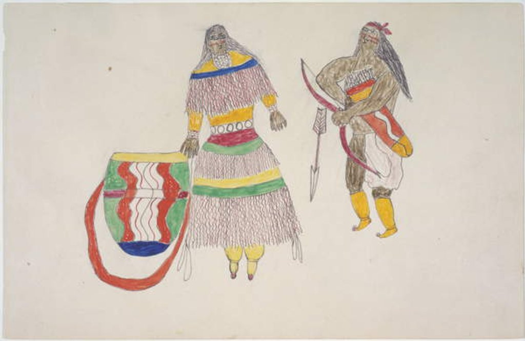 Detail of Woman with basket and man with quiver by Frederick Gokliz