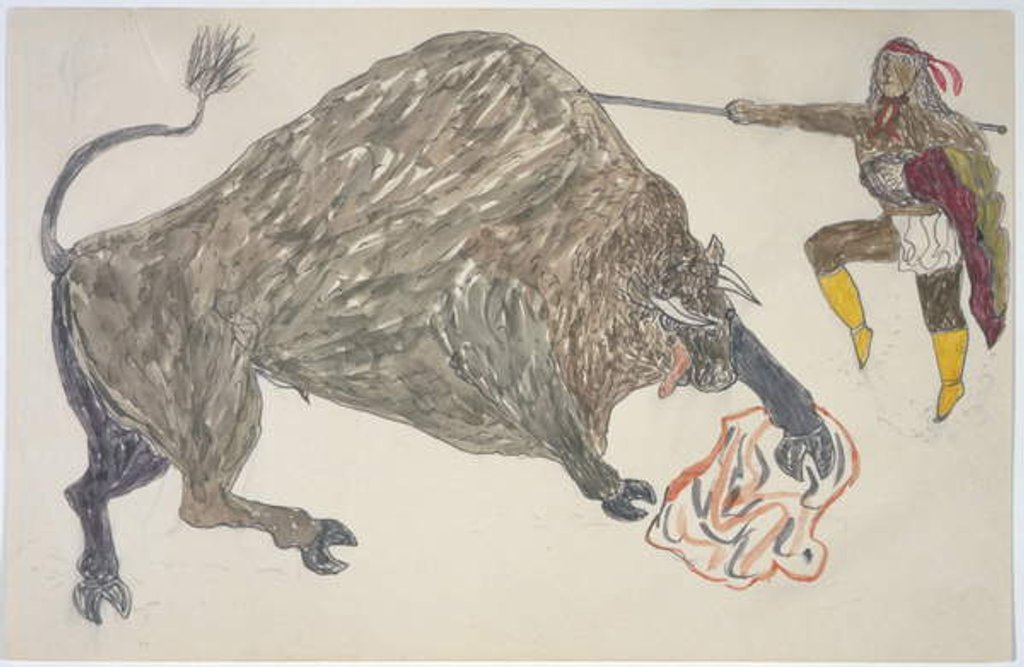 Detail of Bison hunt by Frederick Gokliz