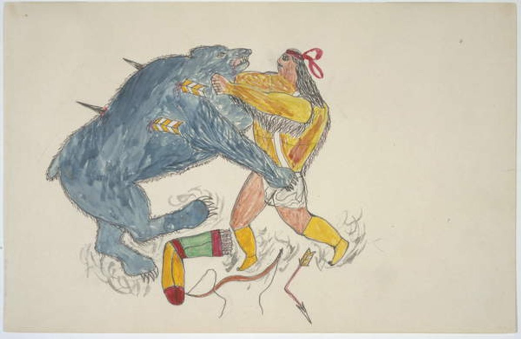 Detail of Man and bear by Frederick Gokliz