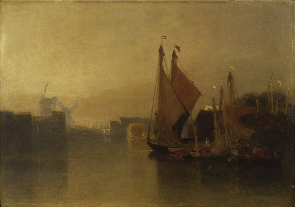 Detail of View from Yarmouth Bridge by John Sell Cotman