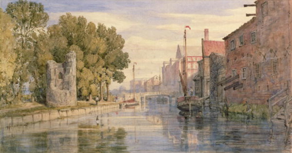 Detail of The River at Carrow with the Devil's Tower, 1874 by John Joseph Cotman