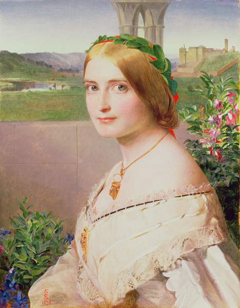 Detail of Portrait of Adelaide Mary, Mrs Philip Bedingfeld, 1859 by Anthony Frederick Augustus Sandys