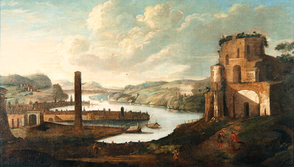 Detail of Port Scene by Christian Georg (circle of) Schutz