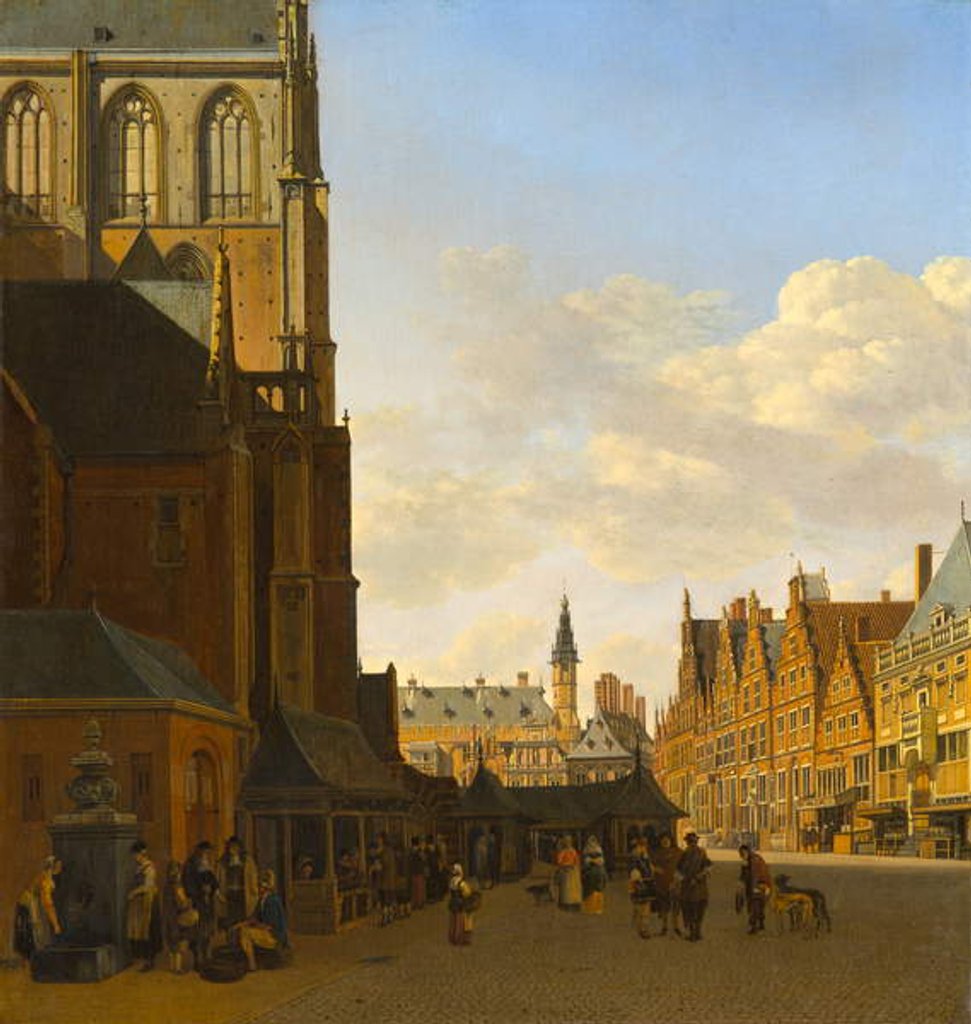 Detail of The Fish Market and he Grote Kerk at Haarlem, c.1675-1680 by Gerrit Adriaensz Berckheyde