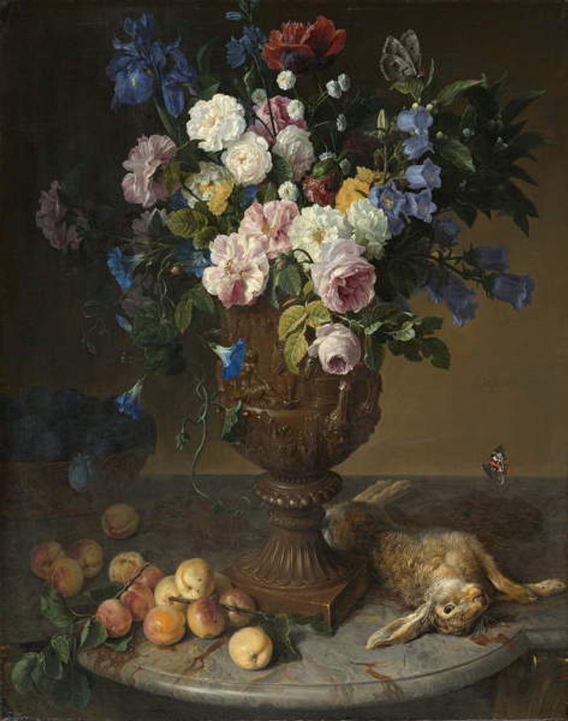 Detail of Urn of Flowers with Fruits and Hare, 1715 by Alexandre-Francois Desportes