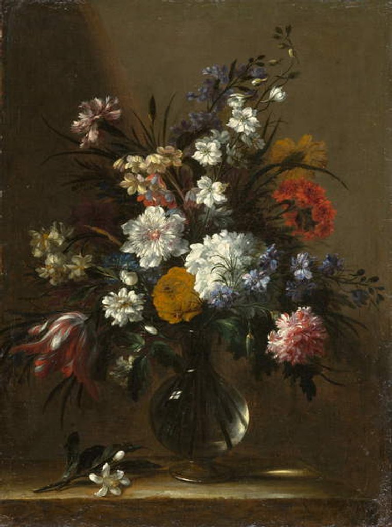 Detail of A Vase of Flowers on a Table, c.1660-1670 by Bartolomeo Perez