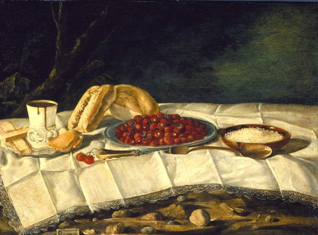 Detail of Still Life with Strawberries and Chocolate, c.1775-1790 by Juan Bautista Romero