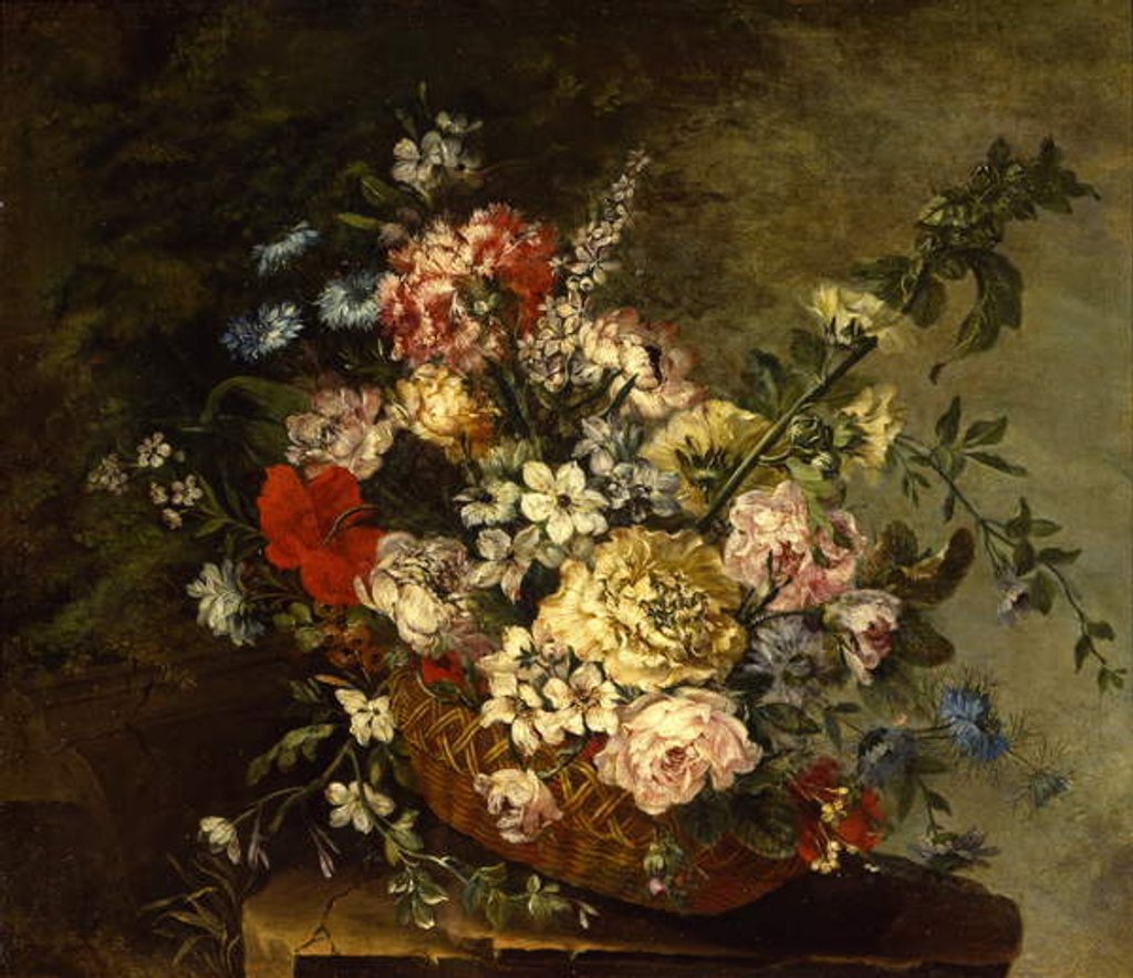 Detail of Still Life with Flowers in a Basket, c.1780-1790 by Juan Bautista Romero
