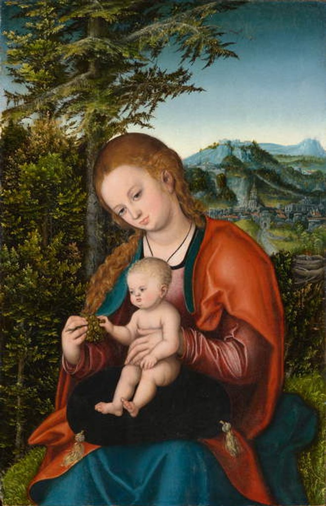 Detail of Madonna and Child in a Landscape, c.1518 by Lucas the Elder Cranach