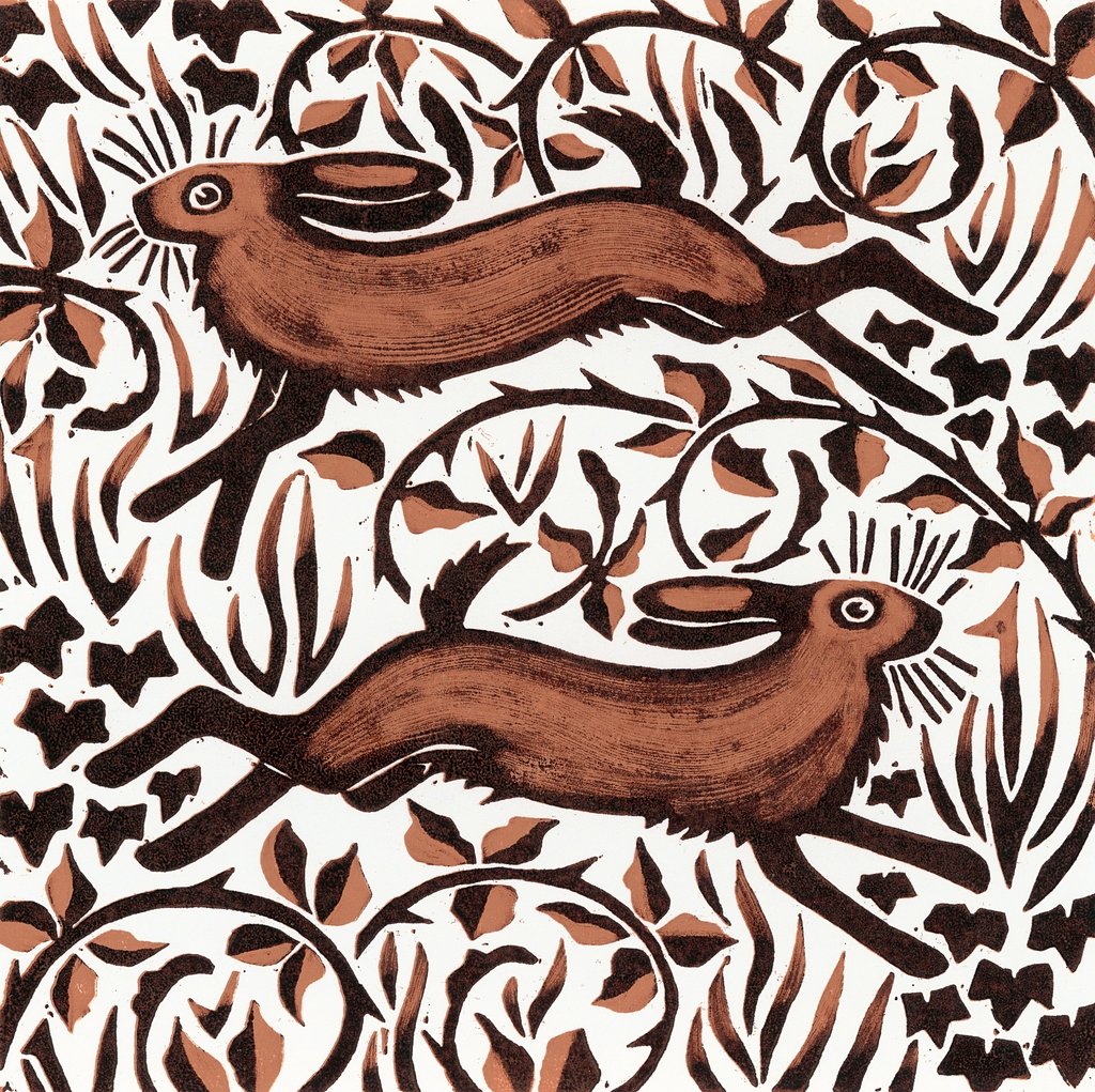 Detail of Bramble Hares, 2001 by Nat Morley