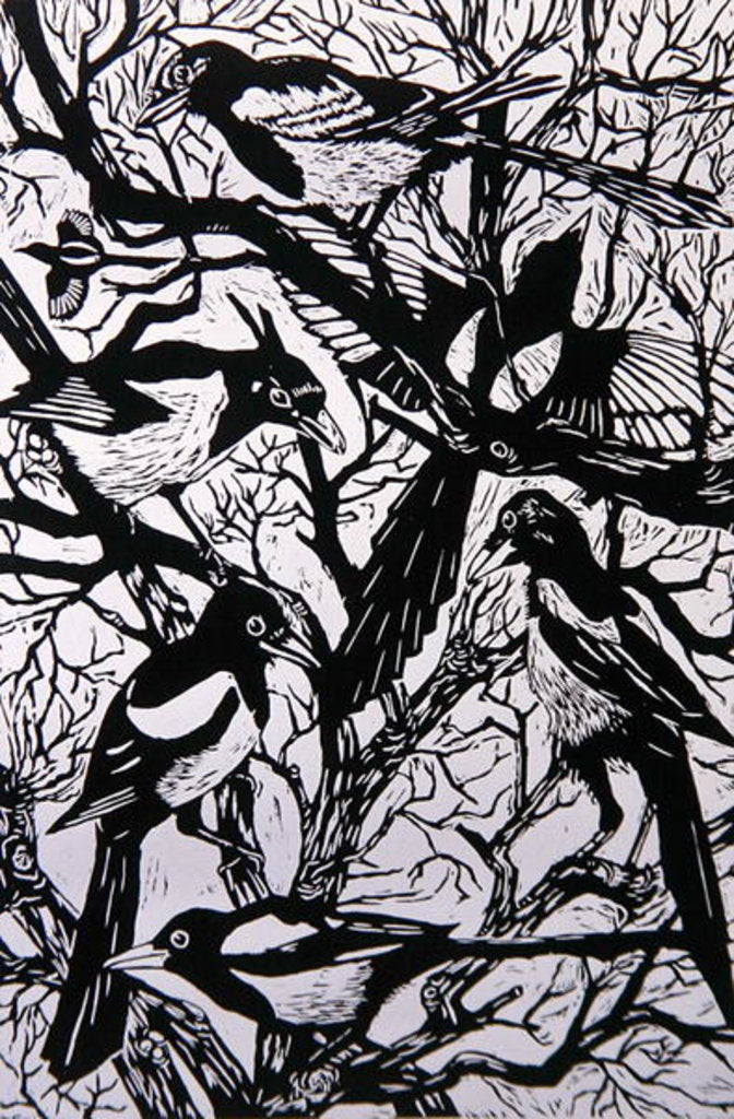 Detail of Magpies, 1997 by Nat Morley