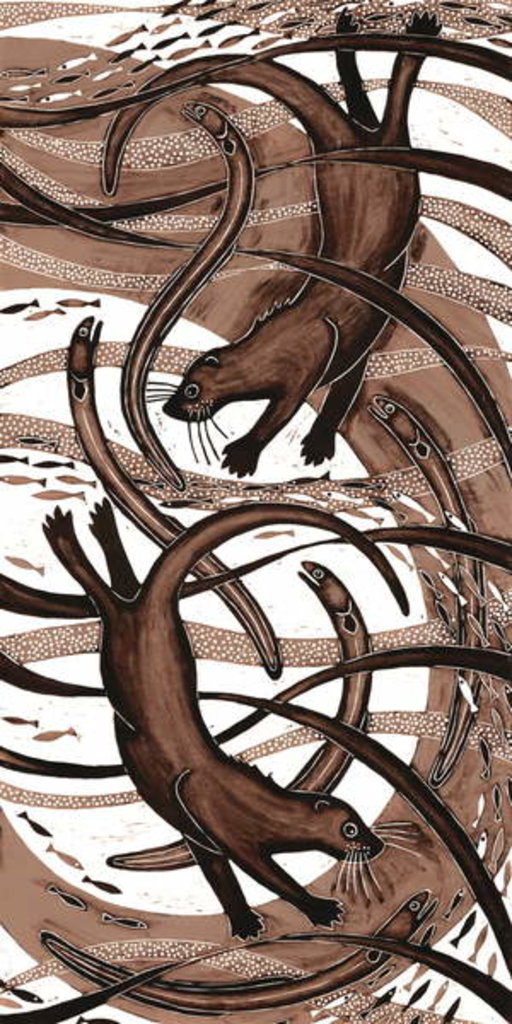 Detail of Otter with Eel, 2013 by Nat Morley