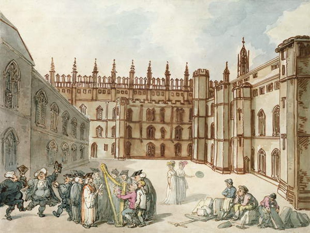 Detail of Quadrangle of King's College, Cambridge by Thomas Rowlandson