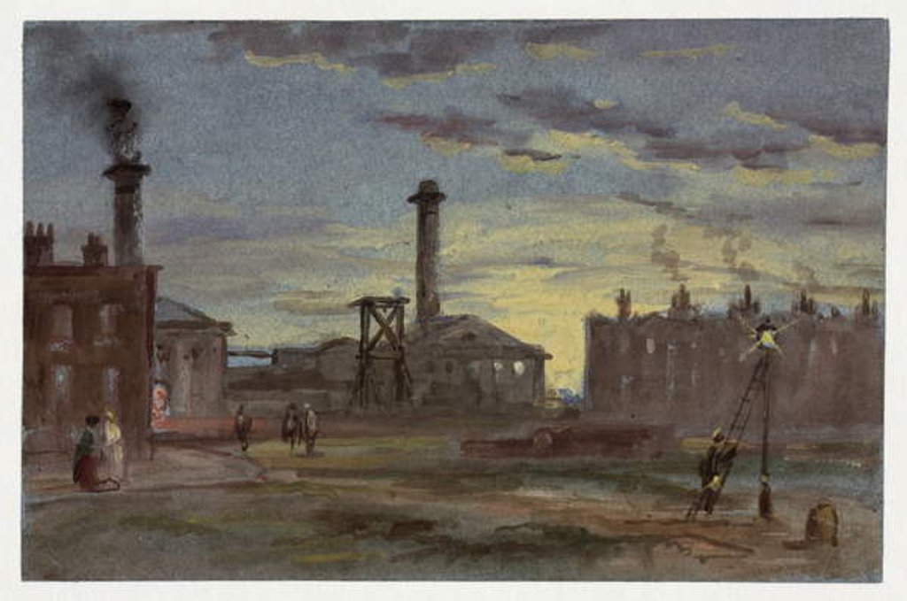 Detail of Gasworks at Sunset, c.1850 by Samuel Bough