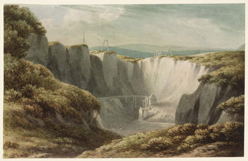 Detail of The Tin Mine at Carclaise, Cornwall, c.1800 by John Warwick