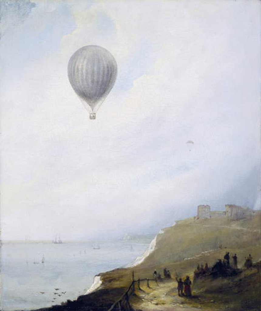 Detail of Balloon Over Cliffs, Dover, 1840 by E.W. Cocks