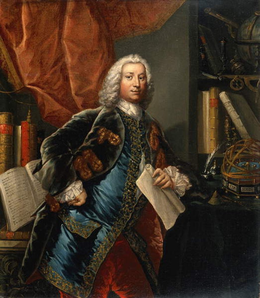 Detail of Portrait of a gentleman in his study with scientific instruments, c.1750 by English School