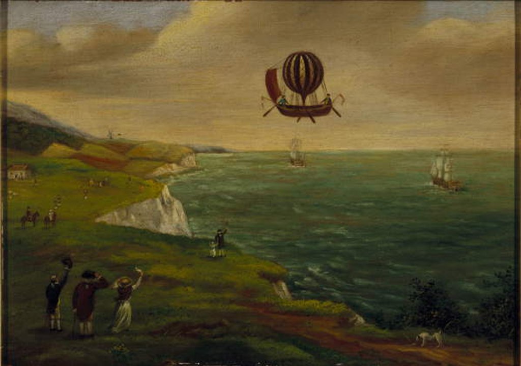 Detail of The First Balloon Crossing of the English Channel, 7th January 1785, c.1785 by French School