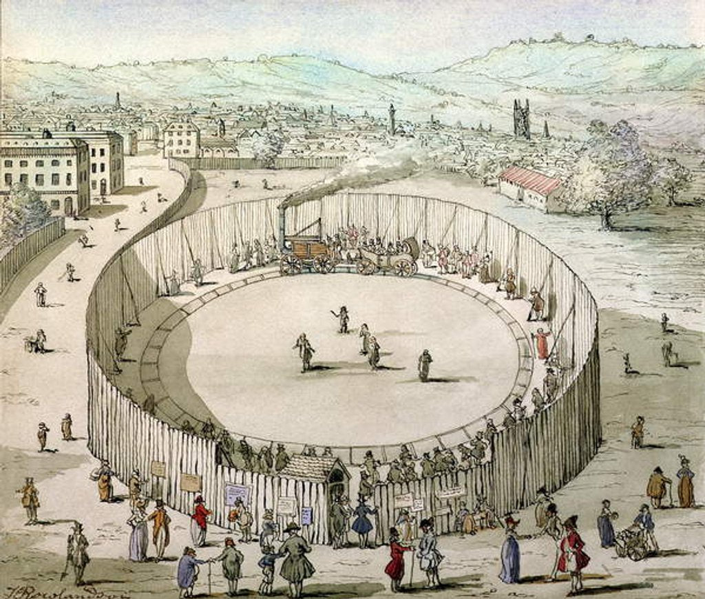 Detail of Richard Trevithick's Railroad, Euston Square in 1809 by Thomas Rowlandson
